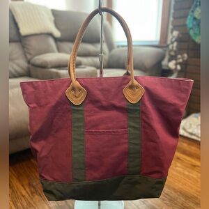 Vintage L.L. Bean Large Canvas Tote with Leather Handles